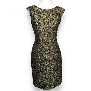 Carmen Marc Valvo Gold Lace Dress 6